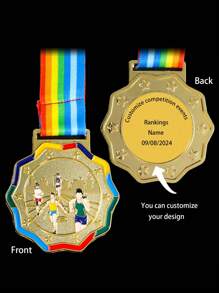 1 قطعة علامة معدنية مخصصة للركض، ميدالية ذهبية/فضية/برونزية لسباق المشي، مصنوعة من سبيكة الزنك، ميدالية منافسة، شارة تذكارية لماراثون