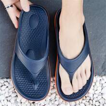 Men's Lightweight Massage Bead Sole Flip Flops, Thick Strap Comfortable Non-Slip EVA Slippers, Suitable For Men For Home, Garden, Party, Gathering And Outdoor Activities - Blue - View 4