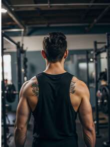 VitaFith European And American Style Men's Muscle-Fit Athletic Running Fitness Outdoor Sports Tank Top, Spring/Summer - Black - View 3