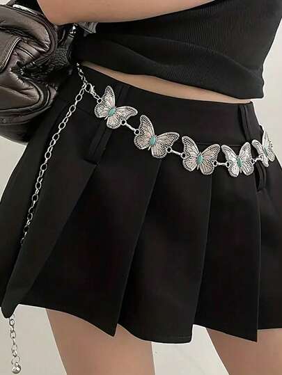 1 Peça Corrente de Cintura em Formato de Borboleta Turquesa Vintage Boêmia para Mulheres, Acessório de Roupa para Saia e Calça no Verão, Escola no Outono, Outono, Halloween