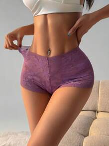 6 PCS Women's Sexy Lace Boxer Shorts Mid Waist Seamless Panties Tummy Control &Butt Lifter Stretch Lingerie Comfortable And Breathable Briefs Sports Underwear