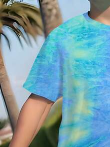 Tween Boys Palm Tree Print Short Sleeve T-Shirt And Shorts Set - Blue - View 4