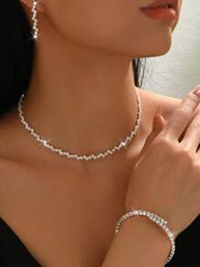 Ensemble de bijoux pour la Fête des Mères : Collier, Boucles d'Oreilles, Bracelet, Décoration en Forme de Diamant, Pour Fête, Rue, Mariage, Thanksgiving