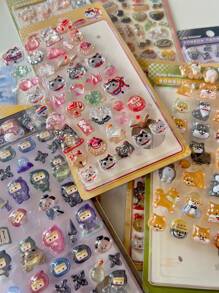 Japanese Cartoon Food Embossed Fun Stickers, Children Decoration Crystal Diamond 3D Stickers