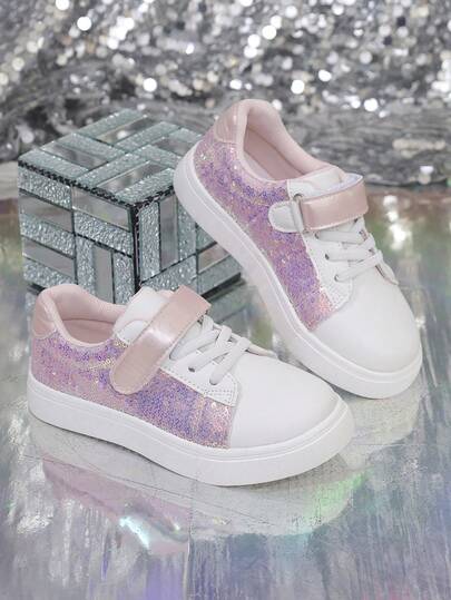 女童低帮闪光休闲运动鞋，儿童运动鞋，学生春夏平底休闲街头鞋，幼儿/大童日常鞋