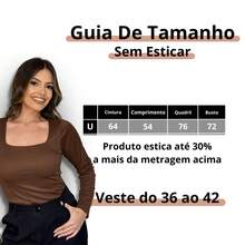 Kit 2 Blusa Gola Quadrada Madri Manga Longa T-shirt Feminina Elegante Casual Trabalho - PRETO/MARROM - Visão 11