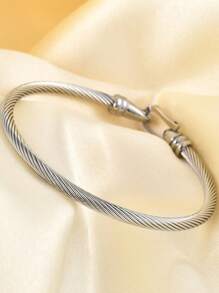 1pc Minimalist Horseshoe Clasp Titanium Steel Bracelet, Suitable For Girls, Women, Couples, Daily Accessory