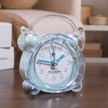 1pc Minimalist Fashion Crystal Alarm Clock, Transparent Bedside Night Light Timer, Asymmetric Design, Buzzer Alarm Clock, Plastic Frame, Digital Display, Electrical Mechanism, Requires 1 AA Battery (Not Included), Suitable For Bedroom, Living Room, Study - Perfect For Back To School, Birthday, Graduation Gifts