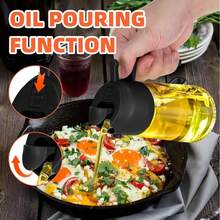1pc, 2-In-1 Spraying Oil Bottle - Pouring Oil Bottle, Large Capacity Glass Bottle, Multi-Purpose For Home Kitchen - Black - View 3
