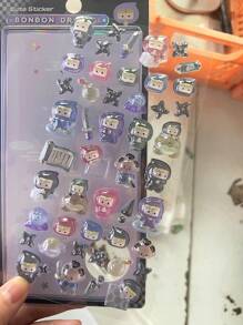 Japanese Cartoon Food Embossed Fun Stickers, Children Decoration Crystal Diamond 3D Stickers