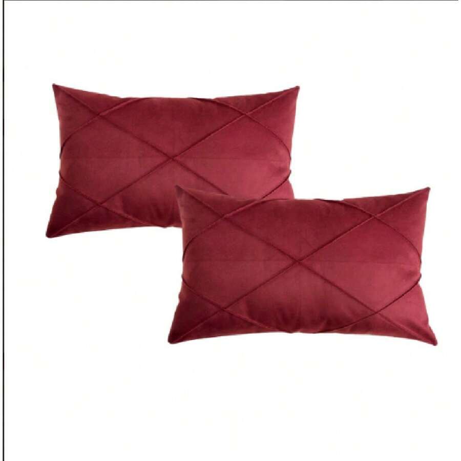 Kit 2 Rectangular Suede Draped Baguette Cushion 30cmx50cm - 紫紅色 - 查看 1