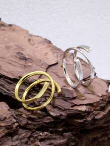 1 Piece Aesthetic Simple Multilayer Twisted Rings For Women Geometric Round Sterling Silver Ring Bohemia Vintage Finger Rings Jewelry - Multilayer Twisted Rings - View 4