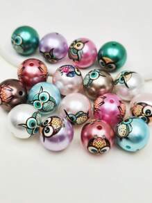 10pcs 16mm Cute Double-Sided Owl Printed Beads, DIY Jewelry Making & Decor Beads, Can Make Necklaces, Earrings, Bracelets, Keychains, Phone Straps, Bag Charms