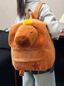 New Capybara Water Pig Double Backpack With A Girl's Heart For Large Capacity Class Backpack - Brown - View 12