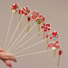 1pc Vintage Red Hanfu Hair Clip, Elegant Brides Hair Ornament Fan Shape Hair Stick For Traditional Chinese Dress Bun Extension Hair Bun Hair Pin Hair Bun Maker