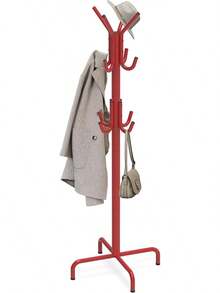 Jkm Simple Houseware Standing Coat And Hat Hanger Organizer Rack, 12 Hooks, Bronze - 紅色 - 查看 2