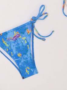 Sexy Floral Print Split Bikini 2 Pieces Set,Beach Vacation Outfits,Swimsuit,Summer Dresses For Women,Summer Clothes Women,Festival,Ibiza Outfits,Swimwear Women,Bikini Set,Swimming Costume Women,Beach Wear Women,Holiday Co Ord,Beach Dress,Bikinis For Women Sets - Multicolor - View 4