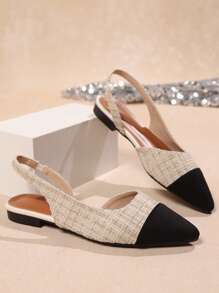 Stylish Women's Pointed - Toe Two - Tone Slingback Flats - Fashionable & Comfortable Footwear