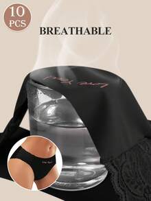 MIOTAN 10 chiếc/gói Quần lót ren cạp thấp dành cho nữ, màu trơn, kiểu bikini gợi cảm - Nhiều màu - Xem 6