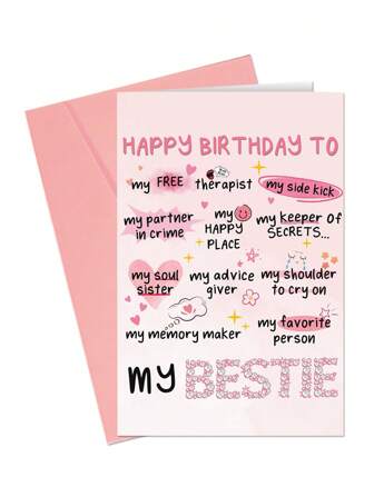 1pc Funny Birthday Card For Women, Sister, Or Bestie – Humorous Friendship Card, Cute Birthday Gift For Best Friend, Niece, Or Soul Sister