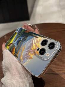 1 pieza Funda de teléfono talla grande gruesa a prueba de caídas con paisaje floral transparente e impresión de ciervo compatible con , Galaxy, Redmi