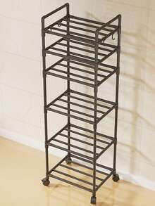1pc Movable Household Utility Cart With Wheels, Multi-Tier Storage Rack For Home, Kitchen, Bathroom, Bedroom, Living Room - Multicolor - View 10