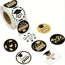 500pcs/Roll Graduation Exclusive Stickers, Graduation Cap Round Shaped Waterproof Stickers, Suitable For Celebrations, Gift Labels, Scrapbooking, Recording Wonderful Youth Moments