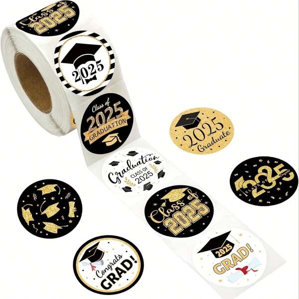 500pcs/Roll Graduation Exclusive Stickers, Graduation Cap Round Shaped Waterproof Stickers, Suitable For Celebrations, Gift Labels, Scrapbooking, Recording Wonderful Youth Moments