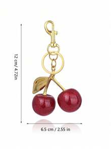 New Fashion Crystal Cherry Metal Keychain, Suitable For Daily Wear, Can Be Used As Bag Accessories, Can Be Given As Gifts To Family, Friends, Classmates, Couples, Birthday, Teachers, Valentine's Day Souvenirs - Multicolor - View 5