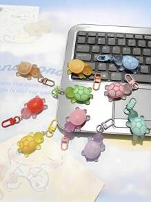 12/6/3/1 pieza Llavero pequeño de tortuga que brilla en la oscuridad, dije de tortuga acrílica para bolso, llavero de resina de animal de dibujos animados para bolso y mosquetón, regalo de novedad para fiestas, accesorios de moda para decoración de mujeres