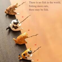 1pc Kitten Fishing Ornaments Fishing Kitten Fish Tank Decoration Fish Tank Landscaping Decorative Ornaments Fishing Kitten Good Weather Cute Pet Ornaments