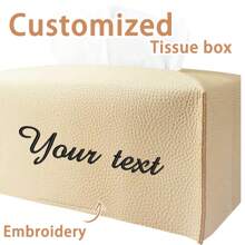 1pc Customizable Embroidered Text/Phrase/Name Tissue Box Cover, Fashionable Minimalist Design, Durable & Practical Tissue Paper Holder