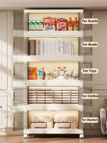 Folding Multilayer Storage Cabinet, Living Room Snacks Toys Organizer Shelf, Home Storage Wardrobe Closet
