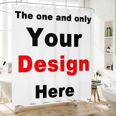 1pc Customizable Fashionable Shower Curtain, Waterproof Herringbone Woven Polyester, Machine Washable, Partial Lining With Hooks, Year-Round Home Decor, Easy To Install, No-Drill Design - Perfect Gift For New Home Home Bathroom Decor Fall Decor Bathroom Accessories Back To School