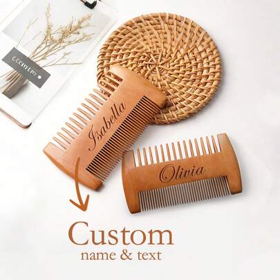 Peine de madera personalizado, peine de dientes finos, grabado, compacto y portátil, minimalista, unisex, casual, simple, personalizado, personalización clara, viaje, regalo, regalo de cumpleaños, regalo de aniversario, regalo conmemorativo, familia, moda, estudiante, universidad, maestro, oficina, negocio, exitoso, retro, Navidad, familia, parientes, amigos, parejas, compañeros de clase, colegas