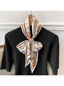 1pc Women Carriage Print Fashion Style Silk Scarf Bandana,Skinny Scarf,Head Band Ideal For Dressing Up Your Look Silk Scarves