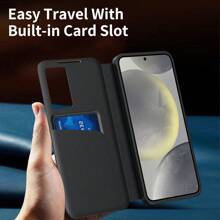 Funda de teléfono plegable con ventana pequeña compatible con Samsung S22, S23, S24, S25, S22 Plus, S23 Plus, S24 Plus, S25 Plus, S22 Ultra, S23 Ultra, S24 Ultra, S25 Ultra, S23 FE, S24 FE, funda de cuero con soporte para tarjetas de moda