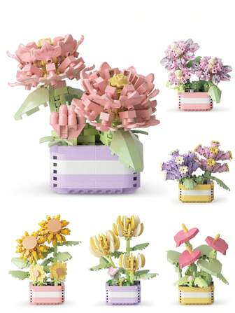 Flores en miniatura de bloques, juego de rompecabezas, juego de ladrillos de juguete, suministros de manualidades, artículos baratos