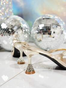 Fashion High Heel Shoes, New Narrow Strap Thong Sandals For Women, Summer Party Wedding Event Gold Color High Heel Ladies Sandals - Gold Light Board - View 6