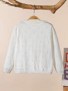 女宝宝休闲针织开衫花朵装饰短款镂空空调薄外套 - 白色 - 查看 2