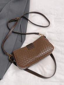 Women's Vintage Solid Color Dual Strap Matte Leather Saddle Shoulder Bag - Coffee Brown - View 6