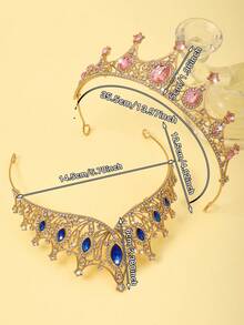 1/2 件奢华女士皇冠，饰有水钻，适合派对、婚礼、时装秀场合头饰发饰花环服装皇冠 - 彩色 - 查看 6