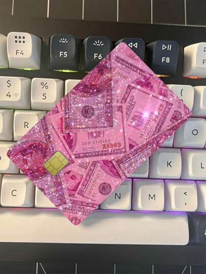 4 piezas de pegatinas de tarjeta de crédito de color rosa brillante - Diseño de dólar brillante, se ajusta a tarjetas de débito, EBT, de tránsito y de negocios - Decoración divertida para portador de tarjetas, accesorios de pago | Estética brillante | Decoración colorida, Pegatinas de tarjetas de crédito, Vuelta al colegio, Útiles escolares