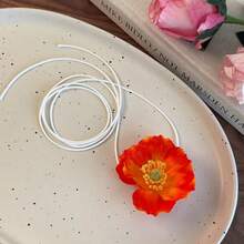 1pc Flower Necklace Neck Chain Accessories Seaside Vacation Ribbon Clavicle Chain Female - Multicolor - View 7