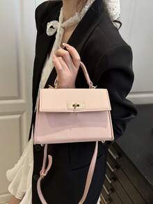 Women's Fashion Mini Printed Rivet Lock Handbag - Pink - View 3