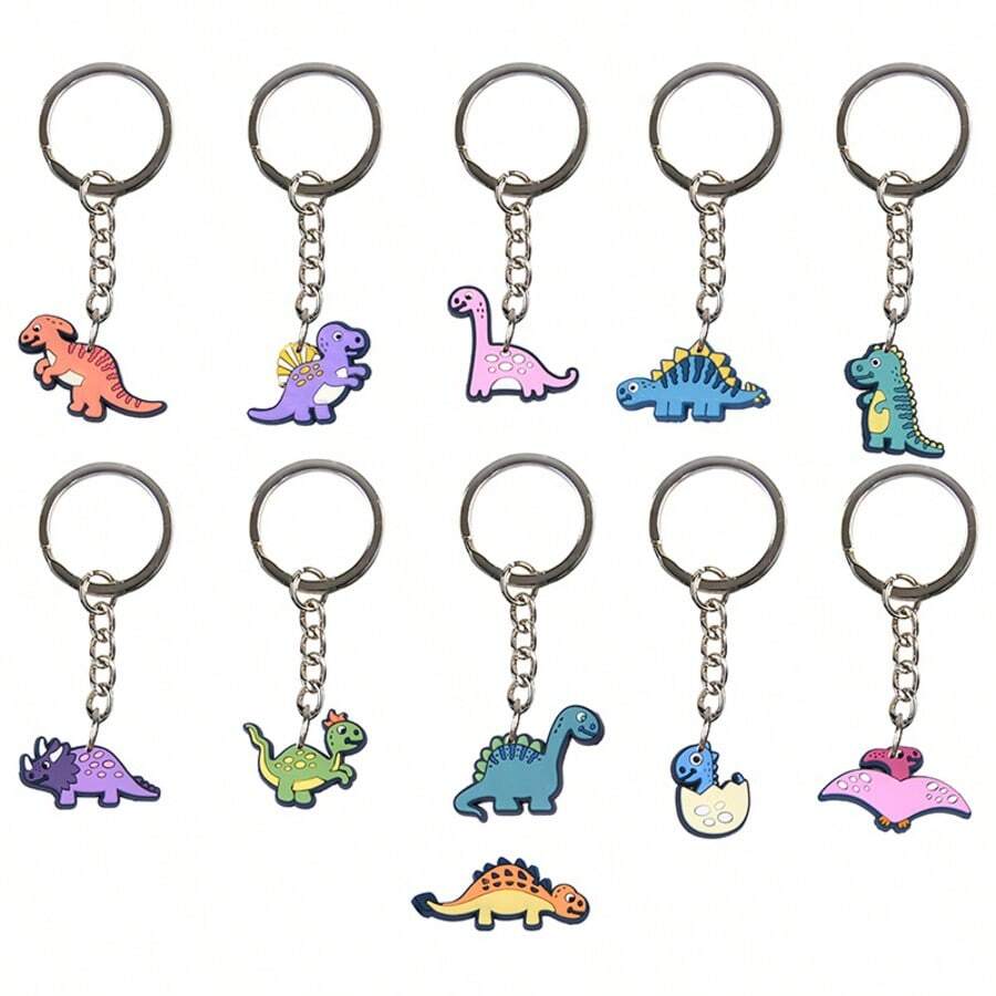 Dinosaur Keychain, Soft PVC Cartoon Bag Hanging Decoration - Teenager Backpack Accessory - Holiday/Birthday Creative Gift - Multicolor - View 1
