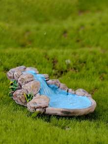 Conjunto de 10 piezas de decoración para un jardín de hadas de resina con diseño caprichoso - Incluye puente, estanque, faro, figuras de pozo de agua, versátil para manualidades y decoraciones de interior y exterior, estilo clásico - Multicolor - Ver 11