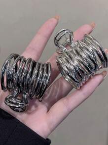 1pc Minimalist Design High Ponytail Claw Hair Clip With Ring, Premium Metal Hair Accessory For Women Hair Clips Hair Jaw Clip Hair Clamps Hair Clutch Hair Catcher Clip, Claw Clip