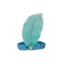 Imitation Ostrich Feather Headband, Sparkly Elastic Band, Multi-Color Rhinestones, Carnival & Masquerade Accessory, Headpiece