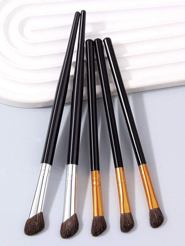 5pcs High Quality Makeup Brush Set, Soft & Fine Bristles, Suitable For Eyeshadow, Blending, Eyebrow, Nose Contour, Multi-Purpose Face Makeup Brushes, Applies Makeup Evenly & Naturally, Beginner-Friendly Makeup Tools